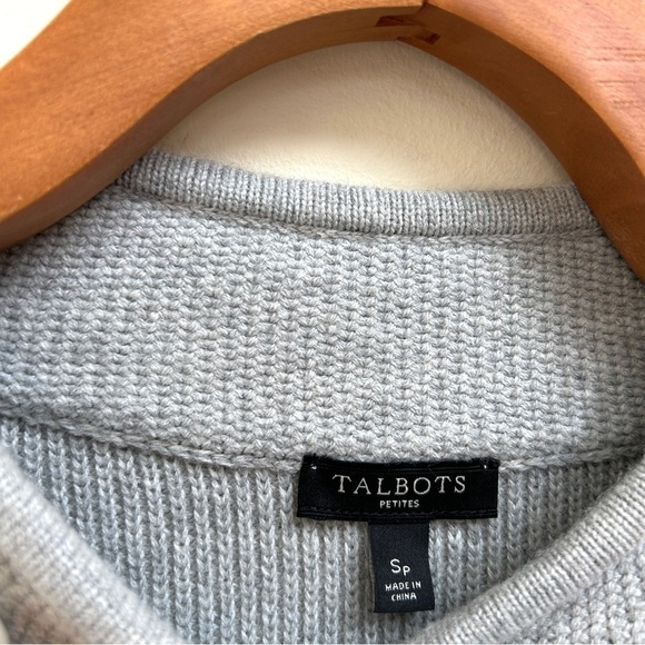 Talbots Lambswool Grey Double Button Up Long Sleeve Cardigan, Size Small Petite - Picture 8 of 11